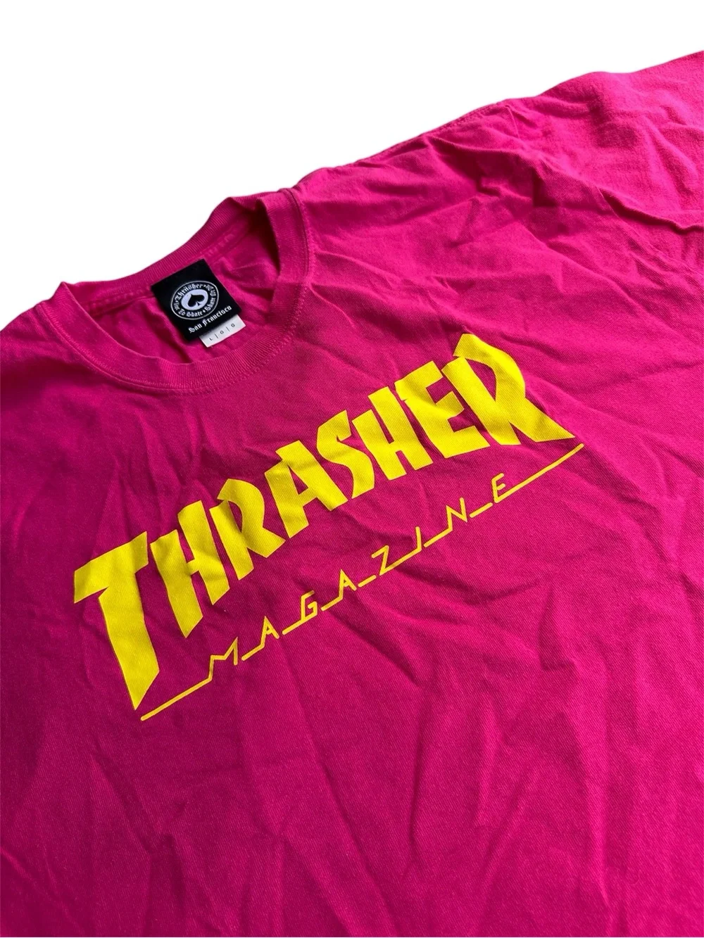 Thrasher Hot Pink Short Sleeve Tee with Yellow Logo - Thrasher - Picture 3 of 6